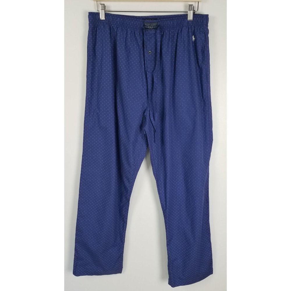 Polo Ralph Lauren Men's Sz. L Navy & White Woven Cotton Pajama Lounge Pants